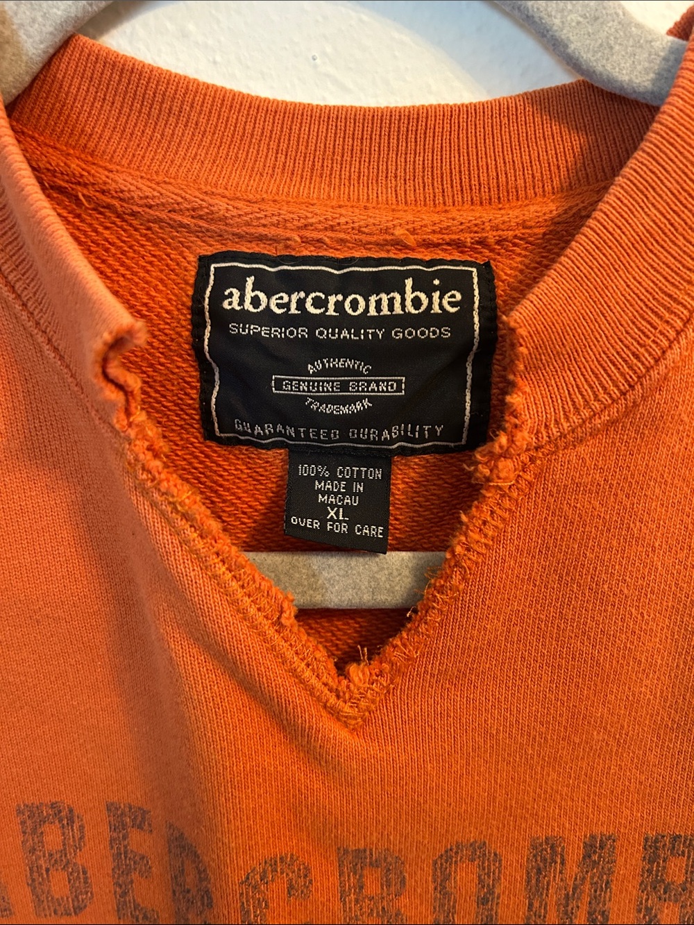 Abercrombie & Fitch Orange Crewneck Sweatshirt with Athletic Logo - Picture 2 of 3